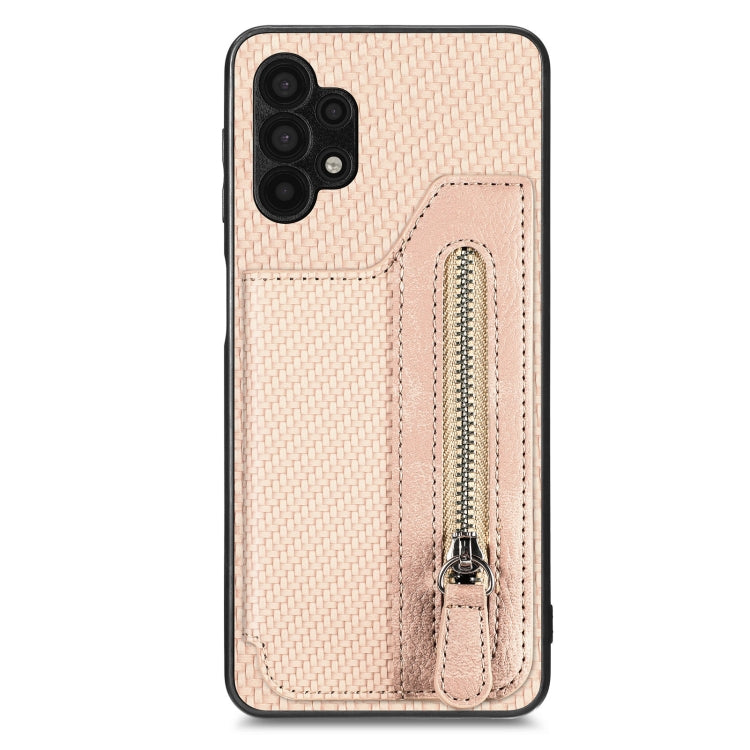Carbon Fiber Horizontal Flip Zipper Wallet Phone Case, For Samsung Galaxy A32 5G