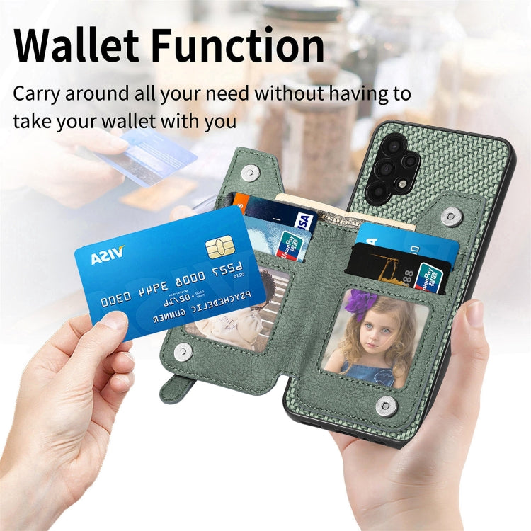 Carbon Fiber Horizontal Flip Zipper Wallet Phone Case, For Samsung Galaxy A32 5G