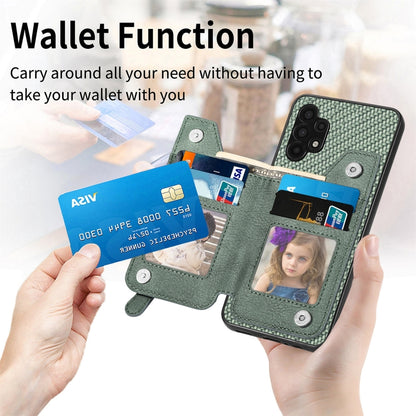 Carbon Fiber Horizontal Flip Zipper Wallet Phone Case, For Samsung Galaxy A32 5G