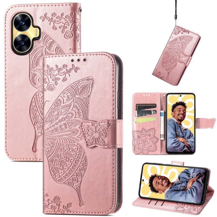 Butterfly Love Flower Embossed Leather Phone Case, For Infinix Note 12 G96, For OnePlus Ace 2, For Realme C55