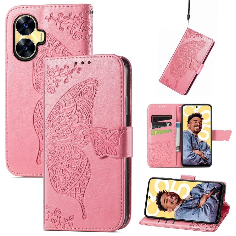 Butterfly Love Flower Embossed Leather Phone Case, For Infinix Note 12 G96, For OnePlus Ace 2, For Realme C55