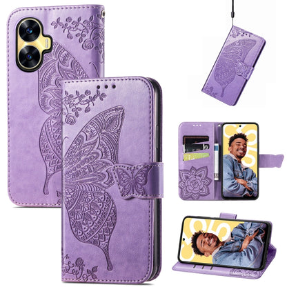 Butterfly Love Flower Embossed Leather Phone Case, For Infinix Note 12 G96, For OnePlus Ace 2, For Realme C55