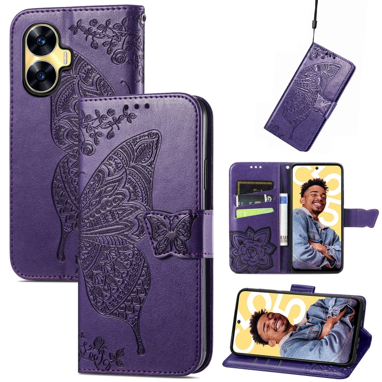 Butterfly Love Flower Embossed Leather Phone Case, For Infinix Note 12 G96, For OnePlus Ace 2, For Realme C55