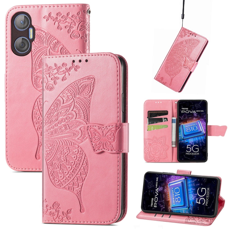 Butterfly Love Flower Embossed Leather Phone Case, For Tecno Pova Neo 5G, For ZTE Blade A52, For Samsung Galaxy A14 4G