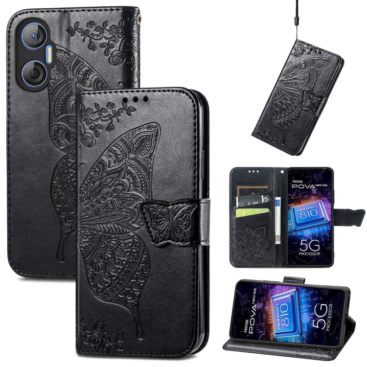 Butterfly Love Flower Embossed Leather Phone Case, For Tecno Pova Neo 5G, For ZTE Blade A52, For Samsung Galaxy A14 4G