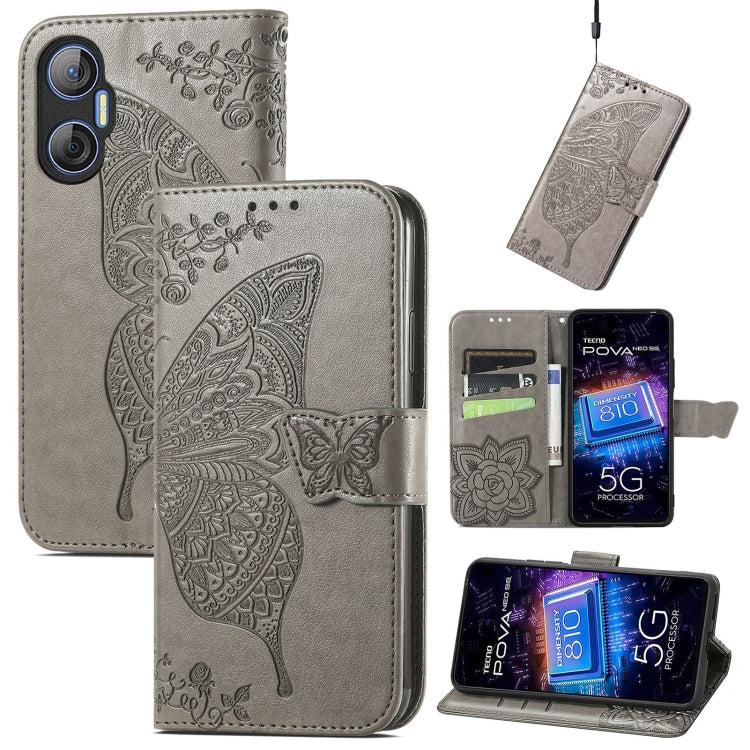 Butterfly Love Flower Embossed Leather Phone Case, For Tecno Pova Neo 5G, For ZTE Blade A52, For Samsung Galaxy A14 4G