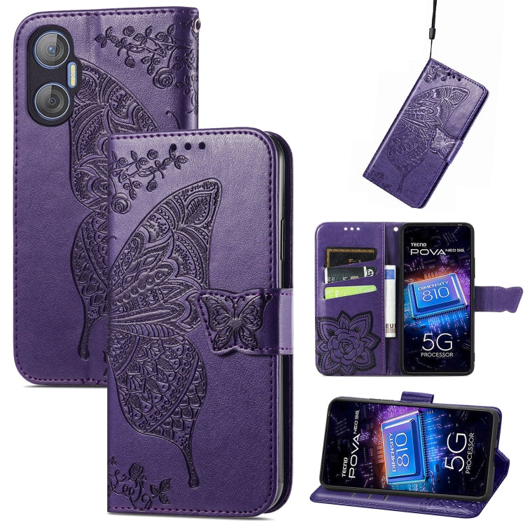 Butterfly Love Flower Embossed Leather Phone Case, For Tecno Pova Neo 5G, For ZTE Blade A52, For Samsung Galaxy A14 4G