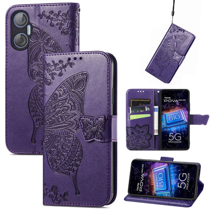 Butterfly Love Flower Embossed Leather Phone Case, For Tecno Pova Neo 5G, For ZTE Blade A52, For Samsung Galaxy A14 4G