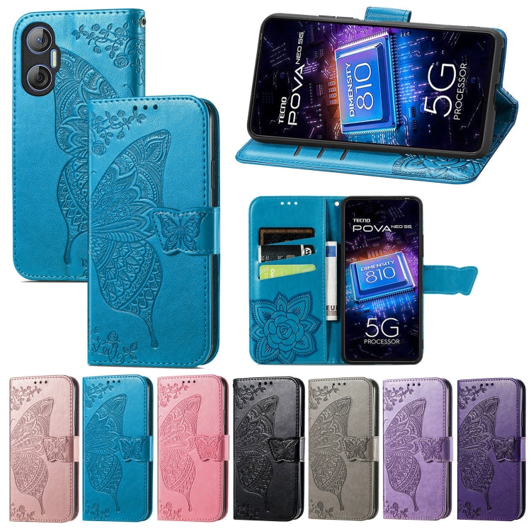 Butterfly Love Flower Embossed Leather Phone Case, For Tecno Pova Neo 5G, For ZTE Blade A52, For Samsung Galaxy A14 4G