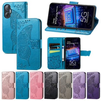 Butterfly Love Flower Embossed Leather Phone Case, For Tecno Pova Neo 5G, For ZTE Blade A52, For Samsung Galaxy A14 4G
