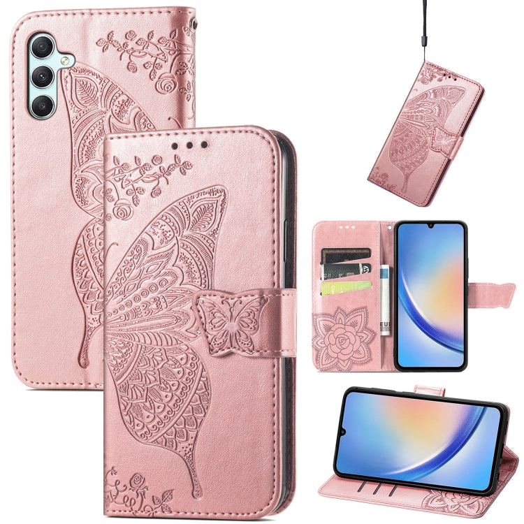Butterfly Love Flower Embossed Leather Phone Case, For Samsung Galaxy A34 5G