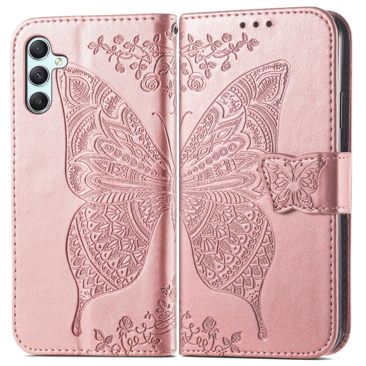 Butterfly Love Flower Embossed Leather Phone Case, For Samsung Galaxy A34 5G