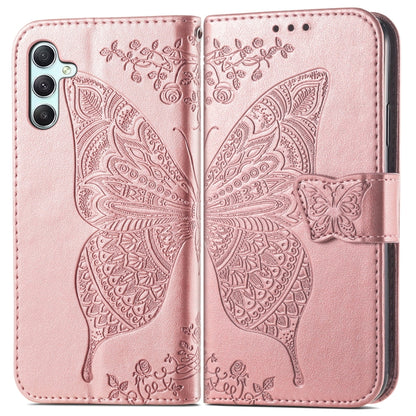 Butterfly Love Flower Embossed Leather Phone Case, For Samsung Galaxy A34 5G