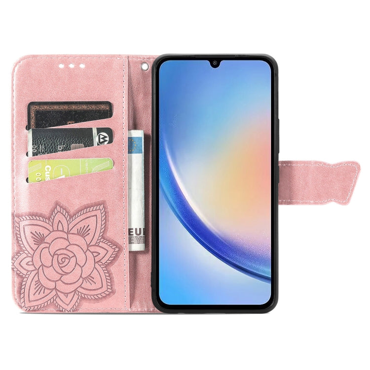 Butterfly Love Flower Embossed Leather Phone Case, For Samsung Galaxy A34 5G