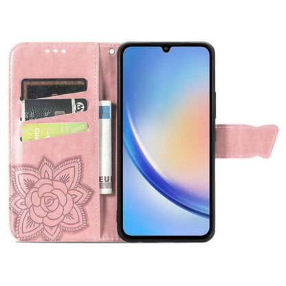 Butterfly Love Flower Embossed Leather Phone Case, For Samsung Galaxy A34 5G