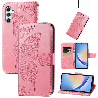 Butterfly Love Flower Embossed Leather Phone Case, For Samsung Galaxy A34 5G