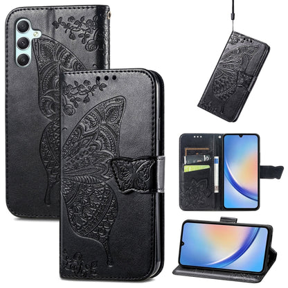 Butterfly Love Flower Embossed Leather Phone Case, For Samsung Galaxy A34 5G
