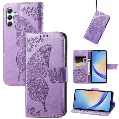 Butterfly Love Flower Embossed Leather Phone Case, For Samsung Galaxy A34 5G