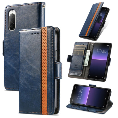 CaseNeo Splicing Dual Magnetic Buckle Leather Phone Case, For Samsung Galaxy A14 4G, For Samsung Galaxy A34 5G, For Sony Xperia 10 II
