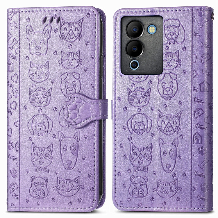 Cat and Dog Embossed Phone Leather Phone Case, For Infinix Note 12 G96, For OnePlus Ace 2, For Realme C55