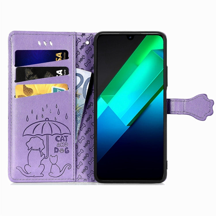 Cat and Dog Embossed Phone Leather Phone Case, For Infinix Note 12 G96, For OnePlus Ace 2, For Realme C55