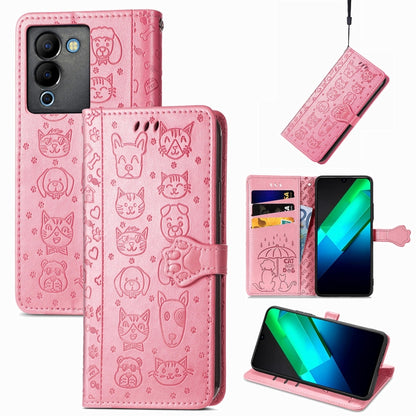 Cat and Dog Embossed Phone Leather Phone Case, For Infinix Note 12 G96, For OnePlus Ace 2, For Realme C55