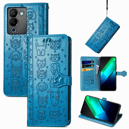 Cat and Dog Embossed Phone Leather Phone Case, For Infinix Note 12 G96, For OnePlus Ace 2, For Realme C55