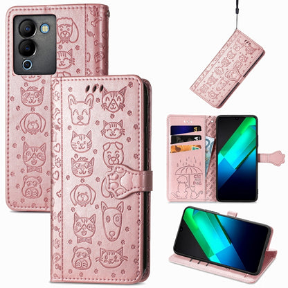 Cat and Dog Embossed Phone Leather Phone Case, For Infinix Note 12 G96, For OnePlus Ace 2, For Realme C55
