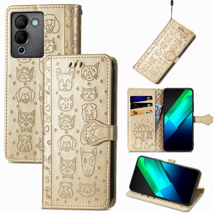 Cat and Dog Embossed Phone Leather Phone Case, For Infinix Note 12 G96, For OnePlus Ace 2, For Realme C55