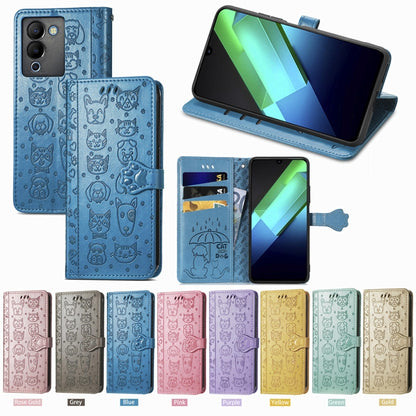 Cat and Dog Embossed Phone Leather Phone Case, For Infinix Note 12 G96, For OnePlus Ace 2, For Realme C55