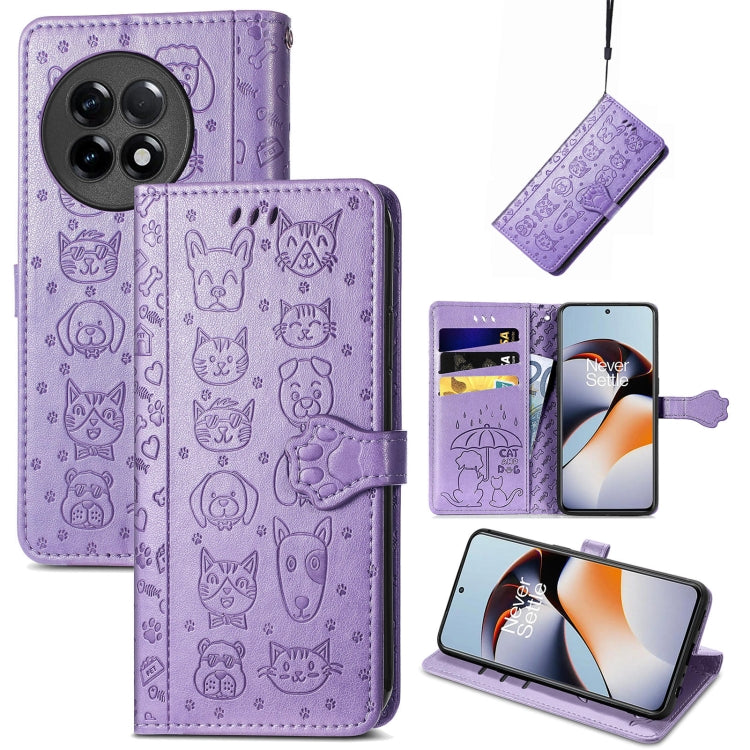 Cat and Dog Embossed Phone Leather Phone Case, For Infinix Note 12 G96, For OnePlus Ace 2, For Realme C55