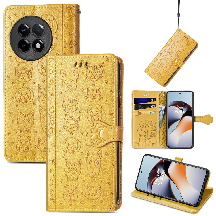 Cat and Dog Embossed Phone Leather Phone Case, For Infinix Note 12 G96, For OnePlus Ace 2, For Realme C55