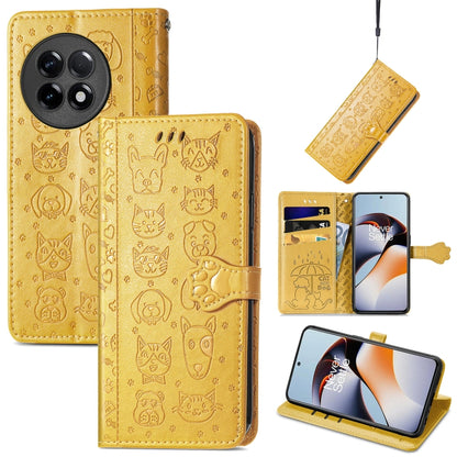 Cat and Dog Embossed Phone Leather Phone Case, For Infinix Note 12 G96, For OnePlus Ace 2, For Realme C55