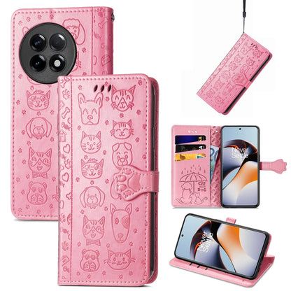 Cat and Dog Embossed Phone Leather Phone Case, For Infinix Note 12 G96, For OnePlus Ace 2, For Realme C55