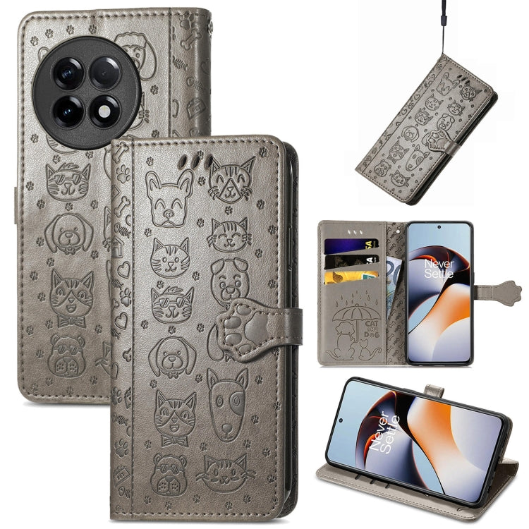 Cat and Dog Embossed Phone Leather Phone Case, For Infinix Note 12 G96, For OnePlus Ace 2, For Realme C55