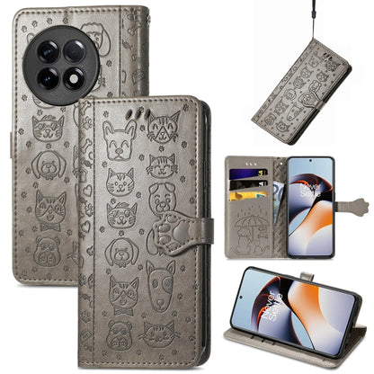 Cat and Dog Embossed Phone Leather Phone Case, For Infinix Note 12 G96, For OnePlus Ace 2, For Realme C55