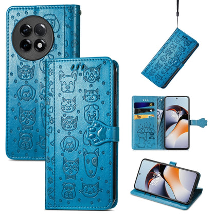 Cat and Dog Embossed Phone Leather Phone Case, For Infinix Note 12 G96, For OnePlus Ace 2, For Realme C55