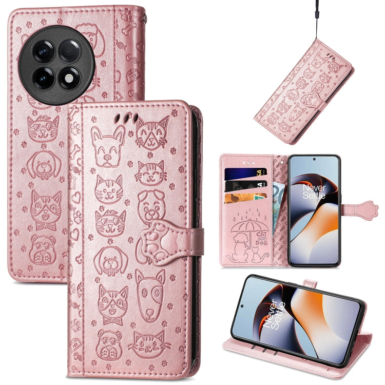 Cat and Dog Embossed Phone Leather Phone Case, For Infinix Note 12 G96, For OnePlus Ace 2, For Realme C55
