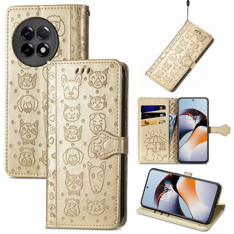 Cat and Dog Embossed Phone Leather Phone Case, For Infinix Note 12 G96, For OnePlus Ace 2, For Realme C55
