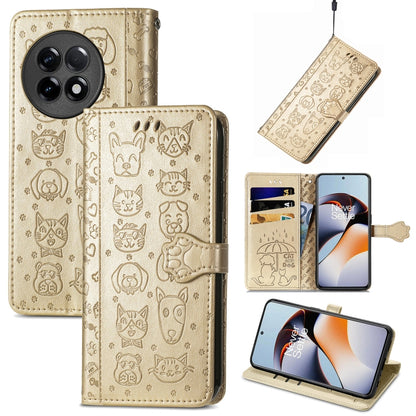 Cat and Dog Embossed Phone Leather Phone Case, For Infinix Note 12 G96, For OnePlus Ace 2, For Realme C55