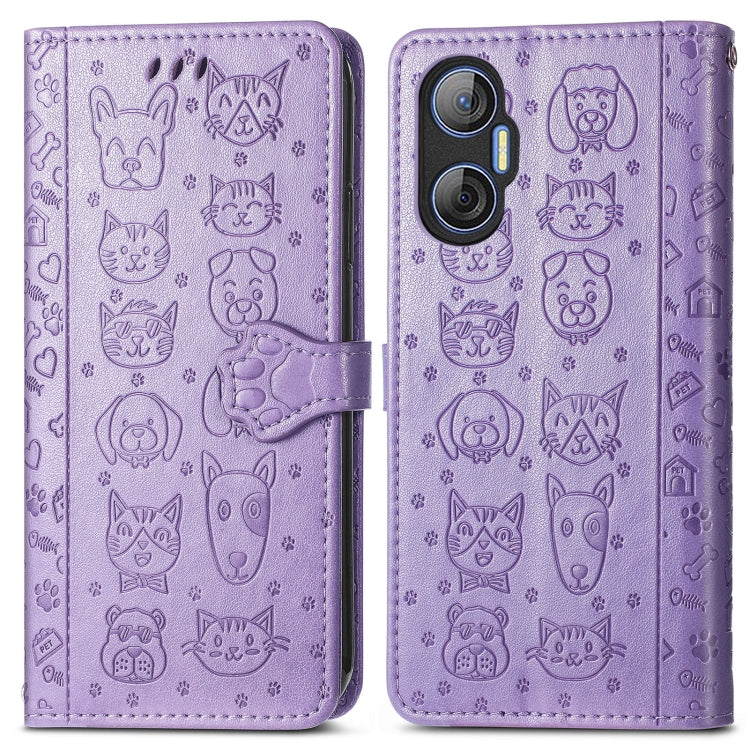 Cat and Dog Embossed Phone Leather Phone Case, For Tecno Pova Neo 5G, For vivo S15e, For Samsung Galaxy A14 4G