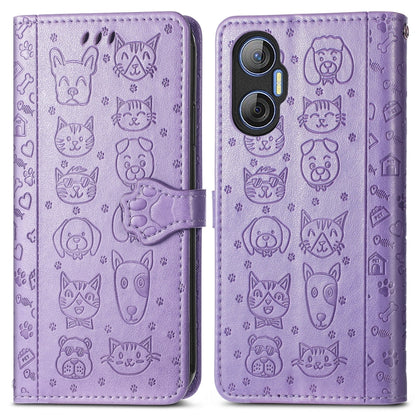 Cat and Dog Embossed Phone Leather Phone Case, For Tecno Pova Neo 5G, For vivo S15e, For Samsung Galaxy A14 4G