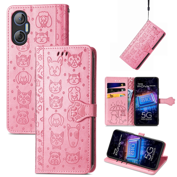 Cat and Dog Embossed Phone Leather Phone Case, For Tecno Pova Neo 5G, For vivo S15e, For Samsung Galaxy A14 4G