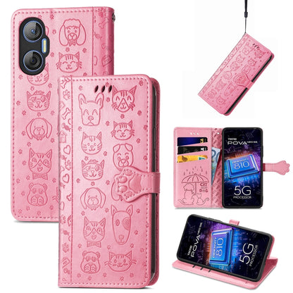 Cat and Dog Embossed Phone Leather Phone Case, For Tecno Pova Neo 5G, For vivo S15e, For Samsung Galaxy A14 4G