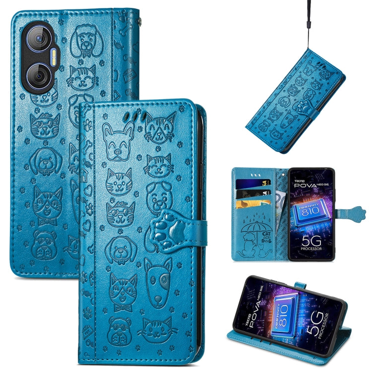 Cat and Dog Embossed Phone Leather Phone Case, For Tecno Pova Neo 5G, For vivo S15e, For Samsung Galaxy A14 4G