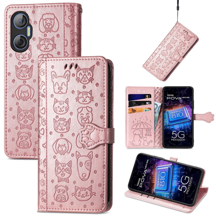 Cat and Dog Embossed Phone Leather Phone Case, For Tecno Pova Neo 5G, For vivo S15e, For Samsung Galaxy A14 4G