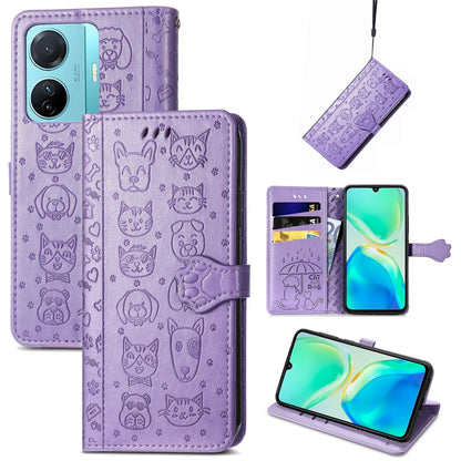 Cat and Dog Embossed Phone Leather Phone Case, For Tecno Pova Neo 5G, For vivo S15e, For Samsung Galaxy A14 4G