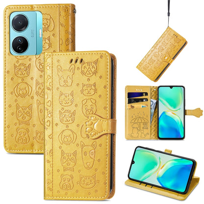 Cat and Dog Embossed Phone Leather Phone Case, For Tecno Pova Neo 5G, For vivo S15e, For Samsung Galaxy A14 4G