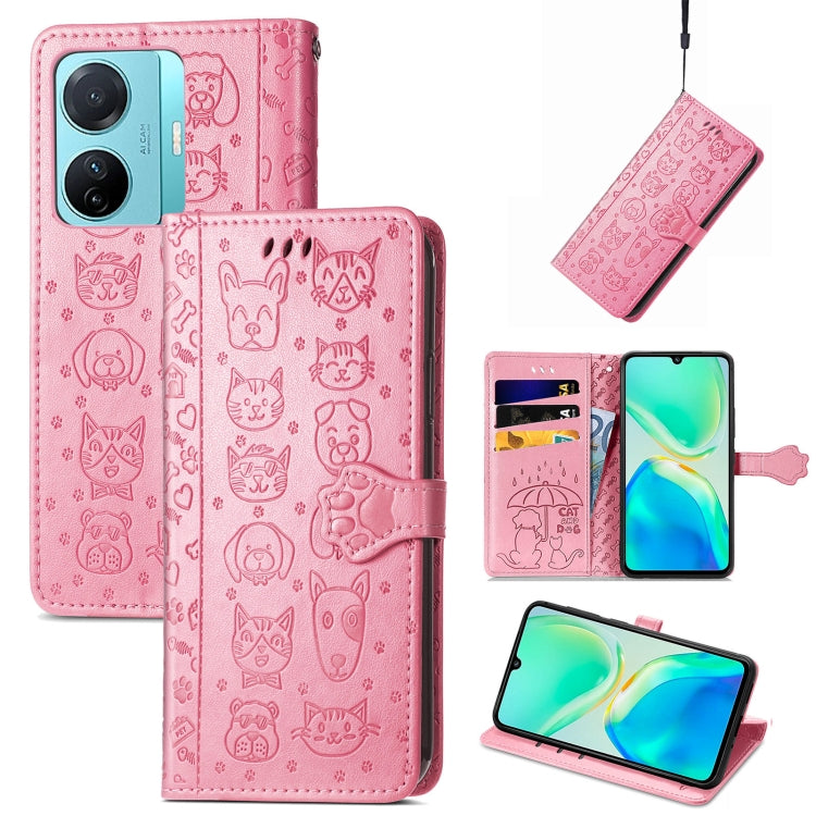 Cat and Dog Embossed Phone Leather Phone Case, For Tecno Pova Neo 5G, For vivo S15e, For Samsung Galaxy A14 4G