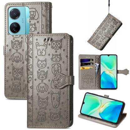 Cat and Dog Embossed Phone Leather Phone Case, For Tecno Pova Neo 5G, For vivo S15e, For Samsung Galaxy A14 4G